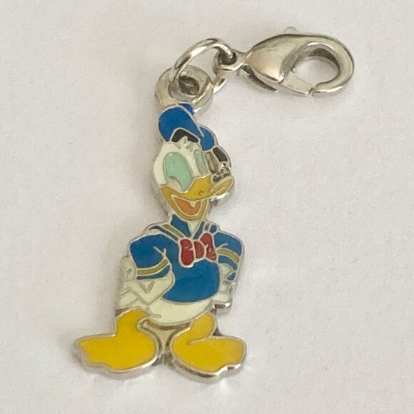 Vintage Disney Happy Donald Duck Clip On Charm Zipper Pull Bag Purse Signed Back - Picture 3 of 7
